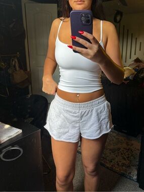 Garage White Terry Athletic Lounge Shorts